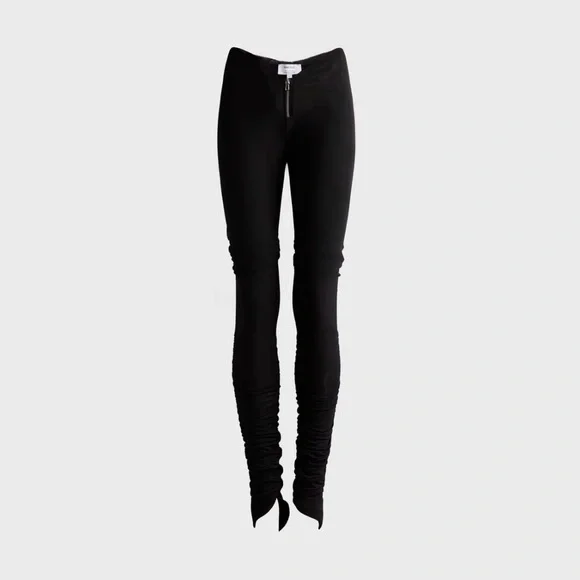 Sami Miro Vintage Shirred Zip Pants - Black Eco - Size L